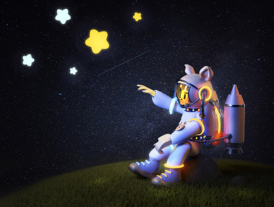 Counting stars astronaut c4d design space star