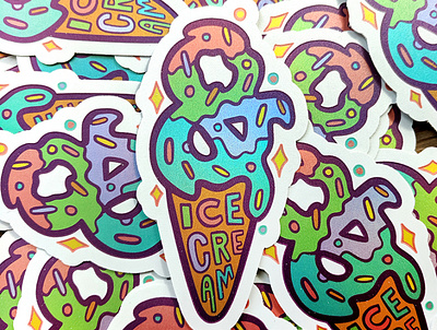 & Ice Cream Sticker design illustration illustration art illustrator lettering onlineshop shop smallbusiness sticker for sale stickerdesign stickerpack stickers store vectorart vectorillustration womanownedbusiness