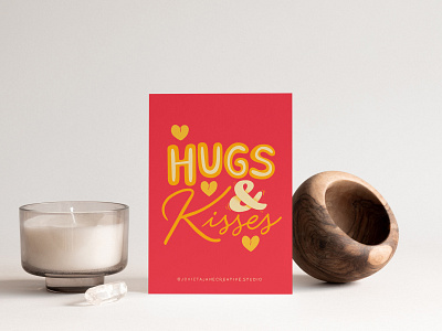 Postcard Series: Hugs & Kisses design illustration illustration art illustrator lettering lettering art postcard postcard design postcard set printed goods smallbusiness snailmail