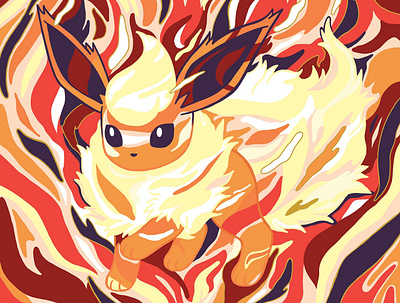 Conceptual: Eevee Evolution Series (Flareon) canvasart conceptualart digitalpainting illustration illustration art illustrator pokemon