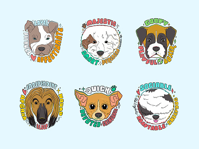 Doggust 2020 Badges: Week 1 badgedesign dogbadges dogdrawings drawing illustration illustrator
