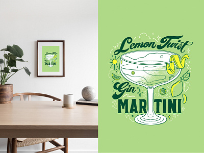 Lemon Twist Gin Martini: No 2 of 3 illustration illustration art illustrator lettering