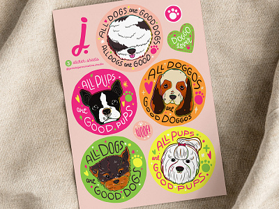 Doggust Sticker Sheets! illustration illustration art illustrator lettering passionproject procreateapp smallbusiness sticker design stickers stickersheet