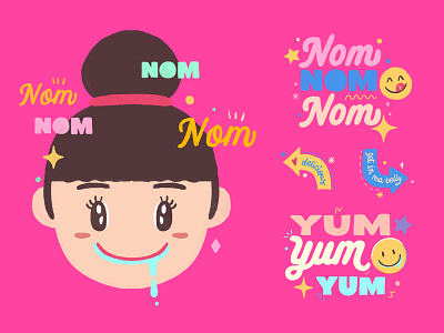 Day15 #30DaysofPlay - Nom Yum! design food foodie foodies illustration illustration art illustrator lettering lettering art nomnom passionproject smallbusiness yummy