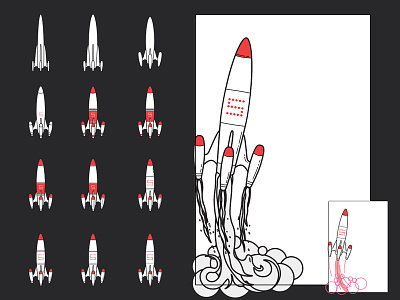Rocket versions comic doodle illustration