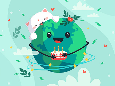 International Earth Day design earthday earthday2020 illustration planet planet earth postcard design