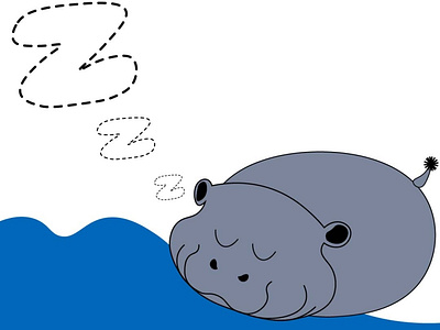 Sleepo Hippo design flat illustration minimal vector