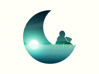 Dreams adobe art boy dream girl illustration illustrator moon remember toddler travel vector