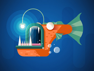 Anglerfish adobe anglerfish fish illustration illustrator underwater vector water