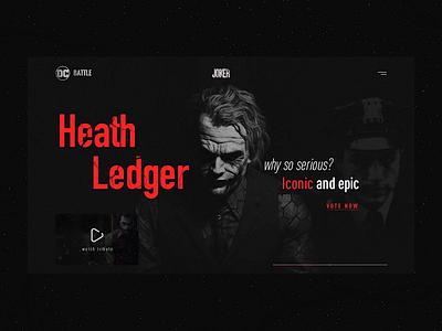 DC BATTLE award. Website concept 2019 animation app award design heath ledger illustration interface joaquin phoenix joker