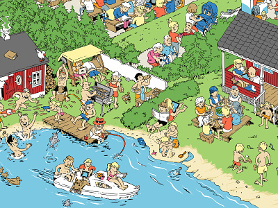Helsingin Sanomat advertising campaign cartoon illustration illustration summer summer cottage