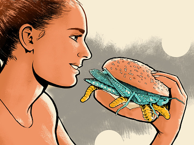 The Future Food character eating editorial food illustration woman