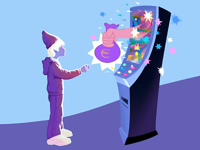 An Instant Hit addiction character child editoral gambling hazard illustration reward slot machine teenager