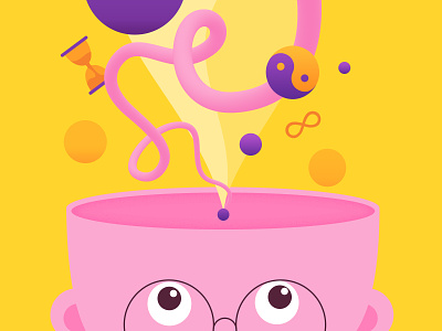 Philosophy 2d animation books brain bubbles character character design day glasses illustration learning mind motion design open minded philosophy photoshop pink time world ying yang