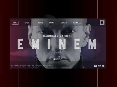 Eminem (web ui) background branding design eminem flat identity illustration lettering logo type typography ui ux web website