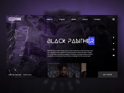 Black Panther UI concept 2.0 avengers background behance blackpanther concept design marvel movies ui ui design ux web website