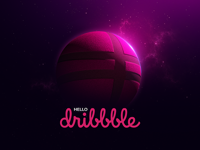 Hello Dribbble 3d adobe photoshop c4d debut shot design image manipulation lighting effects pink space texture
