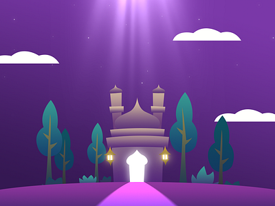 Ramadan 2019 fasting green islam mercy month mosque purple ramadan trees vector