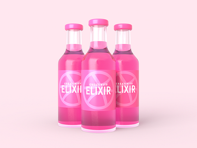 Creativity Elixir branding c4d dribbble drink glass liquid pink reflection refraction