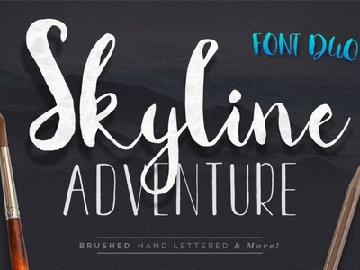 Skyline Adventure Font Duo script font cursive handlettered modern font brush font font design handwritten font font awesome typeface font duo