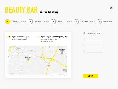 Beauty salon online booking step