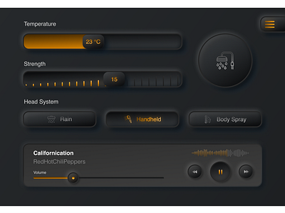Shower touch panel UI design neuomorphism ui ui deisgn web design