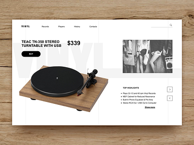 Product page UI - Vinyl player design ui ui deisgn web web design