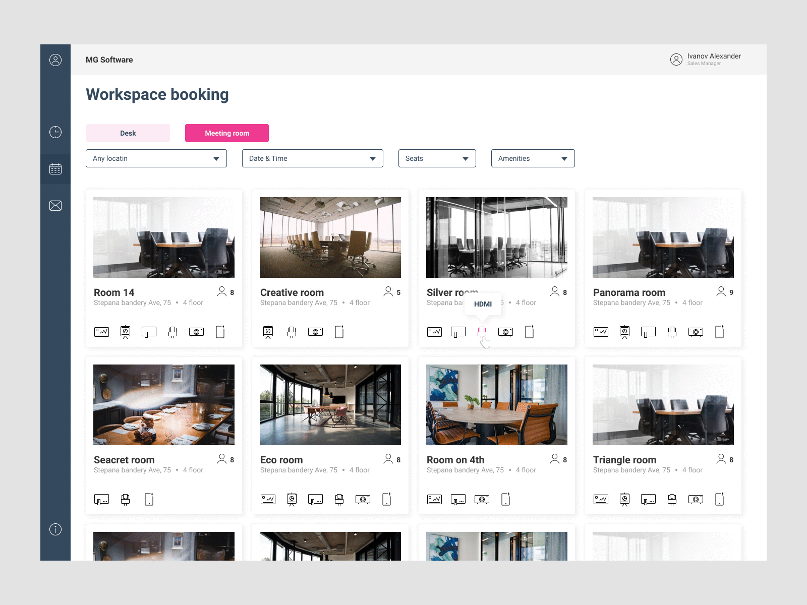 Meeting room booking process - UX design