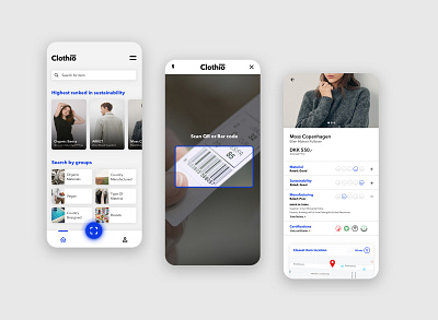 App Design Concept app clothing design concpet mobile app design mobile design rating system ratings scan qr codes sustainability