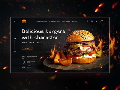 Concept for burger store black website burger landing page restaurant store webdesign website concept