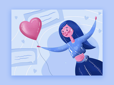 Love character girl heart illustration love valentines