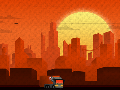 Sunset on the city [WIP] buildings city flat design illustration