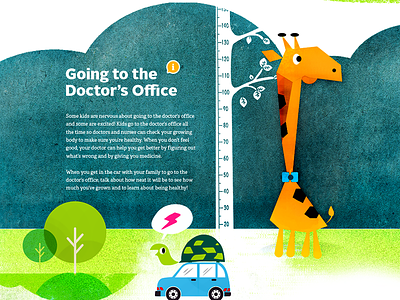 Going To The Doctor cartoon character children giraffe illustration kids storybook turtle web
