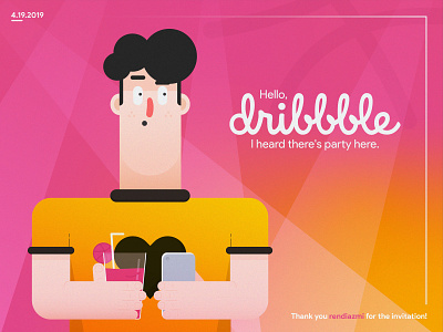 Hello dribbble! It's me. character digital art dribbble invite first shot hello dribbble illustration party