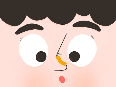 Something on my nose! cartoon character design digital art face flat design hello dribbble illustration vector