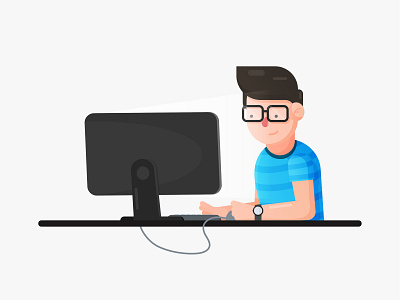 Working character computer digital art hello dribbble ui ux vector