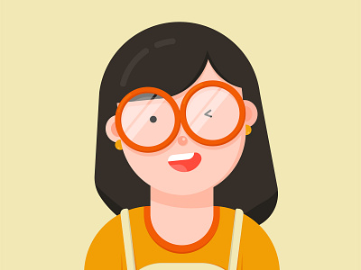 Girl 01 character digital art flat girl glasses illustration vector