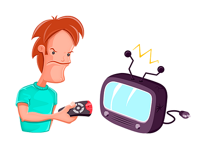 Angry Tv angry boy broken footbar guy illustration plug program shirt television tv