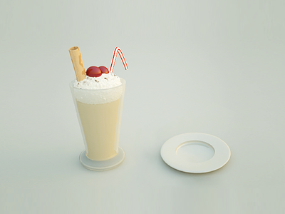 Milkshake 3d max cherry dish displacement glass milk milkshake render