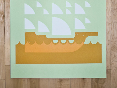 yellow ostrich poster boat gig poster screenprint