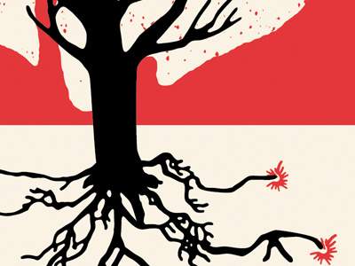 tree of smoke fire gig poster illustration screen print tree