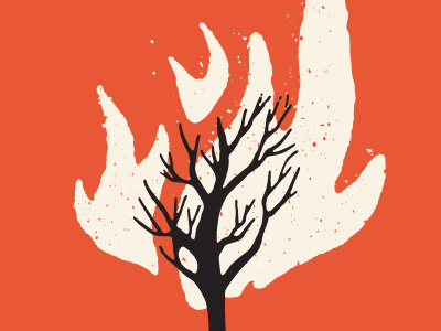 Tree 2 fire gig poster illustration screen print tree