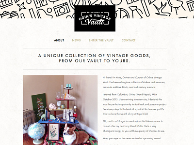 Odins Vintage Vault branding design illustration typography website