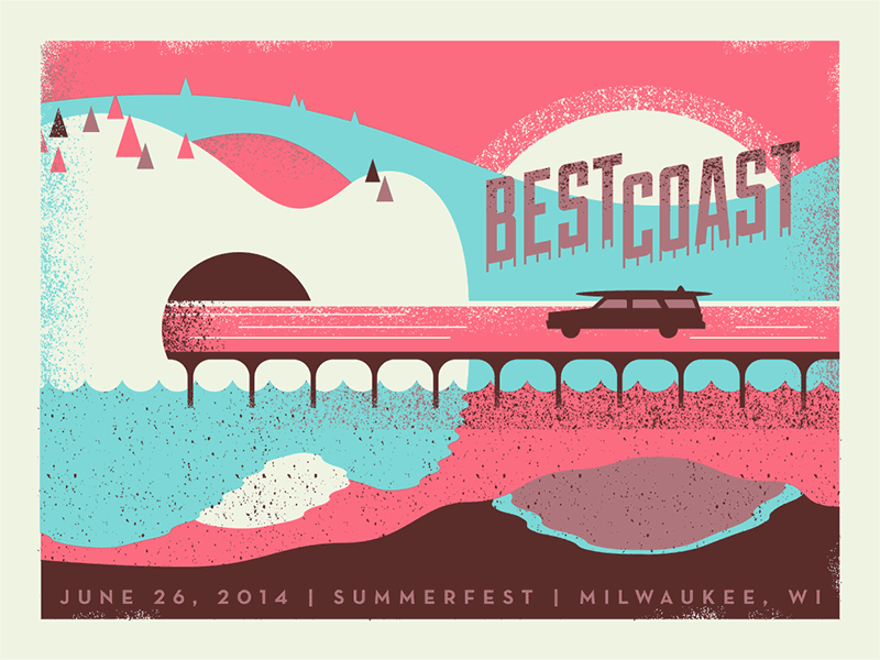 Best Coast Gig Poster Layers! animated gif design illustration poster process screen print