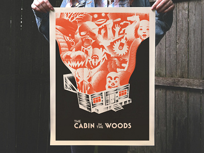 Pandora's Cabin (in the woods) cabin design horror illustration movie poster poster screen print