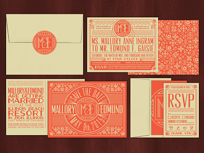 M&E Wedding Set art deco invitations logo monogram rsvp stationery typography wedding wedding invites