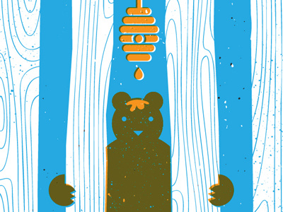 bearly snackin' bear honey illustration woodgrain