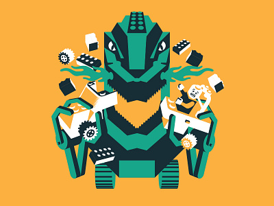 Tech-Rex design dinosaur illustration lego robot shirt t shirt vector