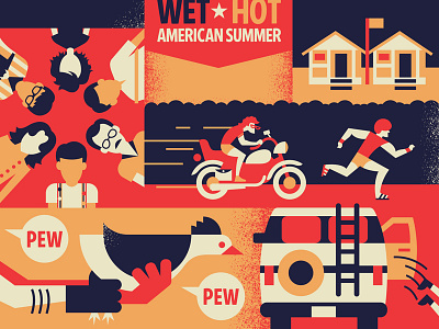 WHAS poster design illustration movie movie poster vector wet hot american summer