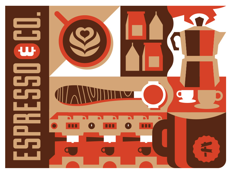 espresso illustration coffee retro logo maps illustration design branding
